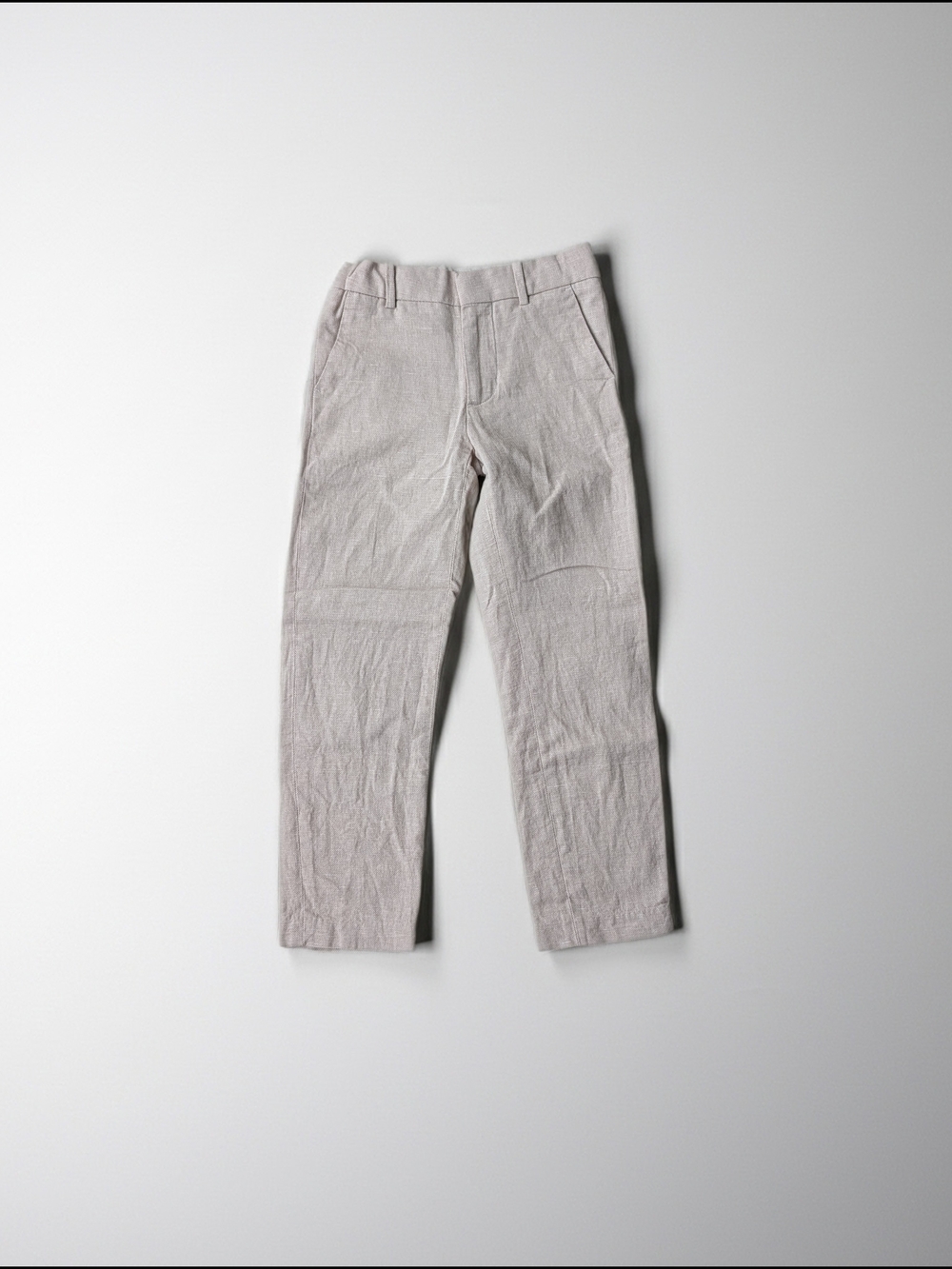 H&M Boys Neutral Beige Linen Cotton Dress Pants Size 8